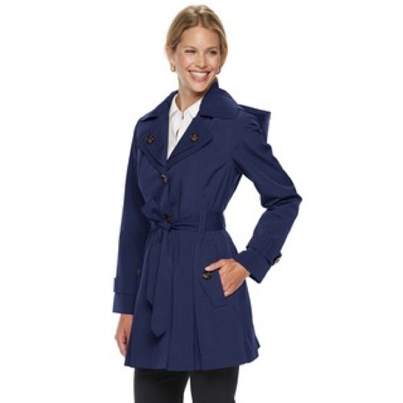 NEW: London Fog Navy Blue Double Lapel Raincoat - Picture 8 of 8